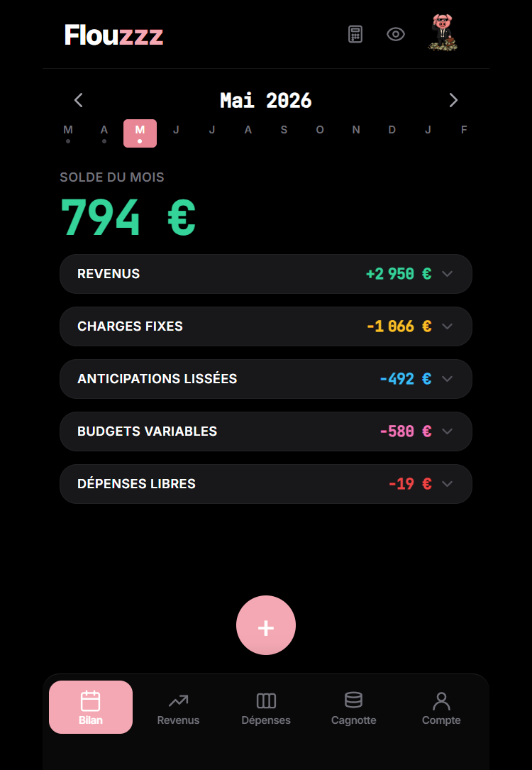 Bilan mensuel — solde du mois